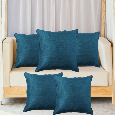 Faburaa Plain Cushions Cover(Pack of 5, 40 cm*40 cm, Blue)