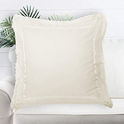 VHC Cotton Cushions Cover(30.48 cm*30.48 cm, Pack of 2, Beige)