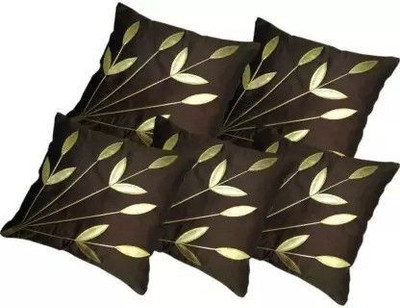 NOOR SHINE Dupion Silk Cushions & Pillows Cover(40 cm*40 cm, Pack of 5, Brown)
