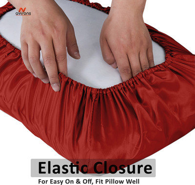 Avirons Silk Cushions Cover(46 cm*72 cm, Pack of 2, Red)