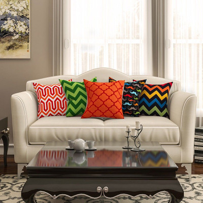 SEJ BY NISHA GUPTA Cotton Cushions Cover(Pack of 5, 40.64 cm*40.64 cm, Multicolor)