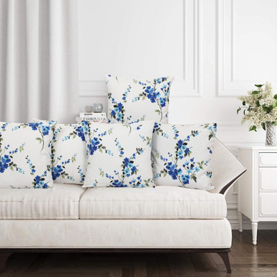 Go Texstylers Cotton Cushions Cover(50 cm*50 cm, Pack of 5, Blue)