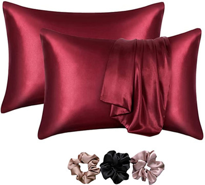 Shop141 Satin Pillows Cover(45.72 cm*71.12 cm, Pack of 2, Maroon)