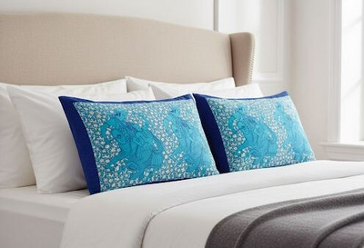 PahalArts Cotton Cushions & Pillows Cover(44 cm*66 cm, Pack of 2, Light Blue)