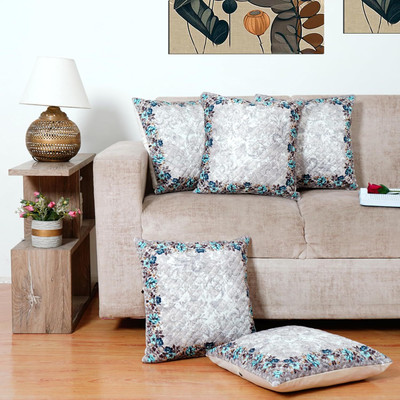 MISTYKO Velvet Cushions Cover(40.64 cm*40.64 cm, Pack of 5, Blue)