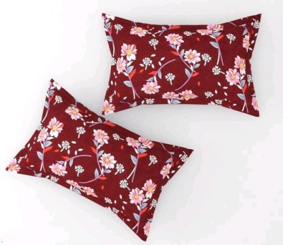 Decor Home Floral Pillows Cover(Pack of 2, 66 cm*41 cm, Maroon)
