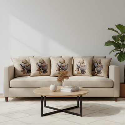 VICTORY WEAVES Polycotton Cushions Cover(40 cm*40 cm, Pack of 5, Cream)