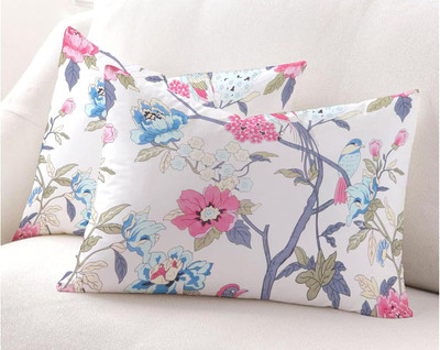 CHHILAKIYA Cotton Pillows Cover(30 cm*20 cm, Pack of 2, Pink, Blue, White, Grey)