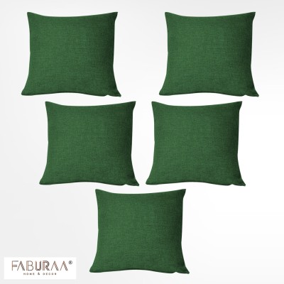 Faburaa Polyester Cushions & Pillows Cover(Pack of 5, 50 cm*50 cm, Green)