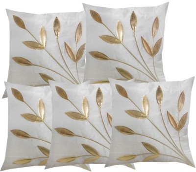 SAFED DHAAGA Floral Cushions Cover(Pack of 5, 40 cm*40 cm, White)