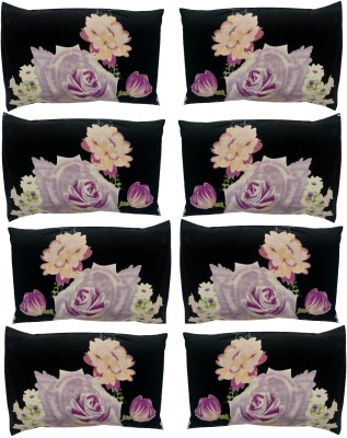 VEERA HOMES Floral Cushions & Pillows Cover(Pack of 8, 45 cm*70 cm, Black)
