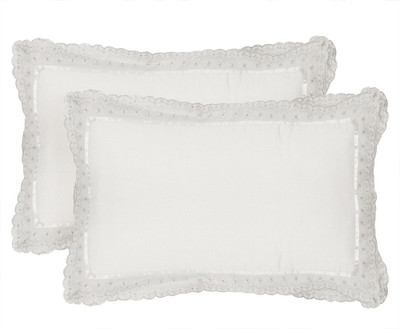 VHC Cotton Pillows Cover(69 cm*45 cm, Pack of 2, White)