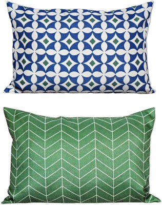 fabrigaanza Printed Cushions & Pillows Cover(Pack of 2, 30 cm*45 cm, Green, Blue)