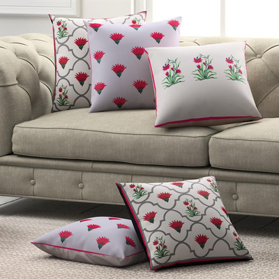 SEJ BY NISHA GUPTA Polyester Cushions Cover(Pack of 5, 40 cm*40 cm, Cream)