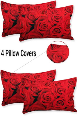 NAZALEQA Microfiber Pillows Cover(48 cm*72 cm, Pack of 4, Red)