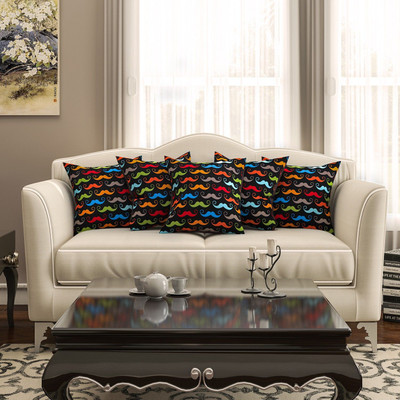 SEJ BY NISHA GUPTA Cotton Cushions Cover(Pack of 5, 40.64 cm*40.64 cm, Black)