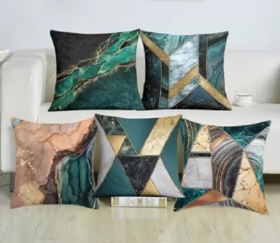 Mohit textiles 3D Printed Cushions & Pillows Cover(Pack of 5, 40 cm*40 cm, Green)