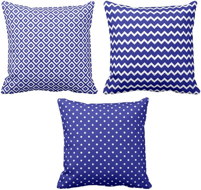 TheYaYaCafe Cotton Cushions Cover(30 cm*30 cm, Pack of 3, Blue)