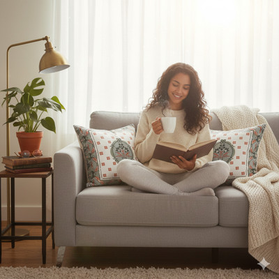 HappyKraft Cotton Cushions Cover(40 cm*40 cm, Pack of 2, Multicolor)