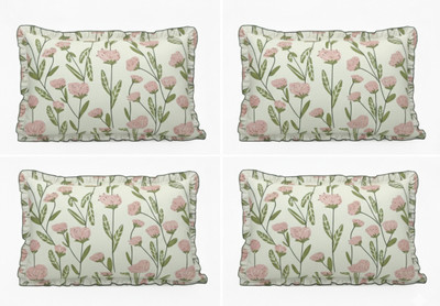 BLUEDOT Cotton Pillows Cover(68 cm*44 cm, Pack of 4, Cream)