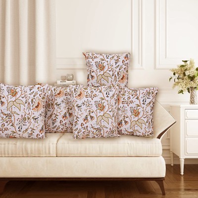 Texstylers Floral Cushions Cover(Pack of 5, 50 cm*50 cm, Orange)