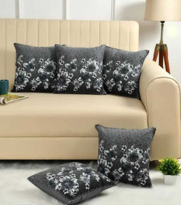 BANAVY Velvet Cushions Cover(40 cm*40 cm, Pack of 5, Black, White)