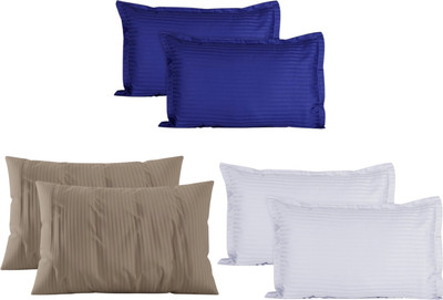 P.Rtrend Cotton Pillows Cover(68.58 cm*43.18 cm, Pack of 6, Blue, Beige, White)