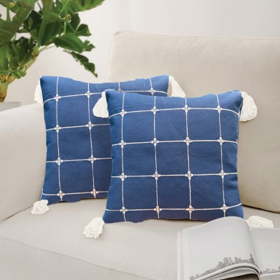 Urban Space Cotton Cushions Cover(Pack of 2, 45.72 cm*45.72 cm, Blue)