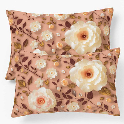 Comfort Shoppy Cotton Pillows Cover(Pack of 2, 45 cm*71 cm, Peach, White)