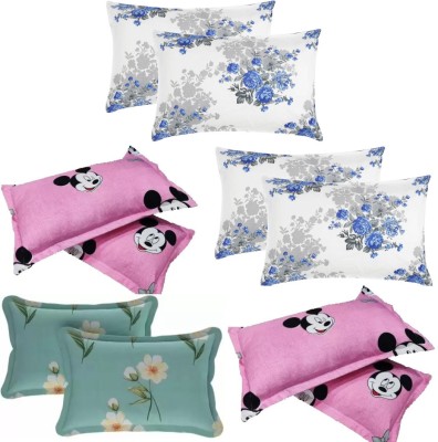 P.Rtrend Printed Pillows Cover(Pack of 10, 46 cm*69 cm, White, Pink, Green)