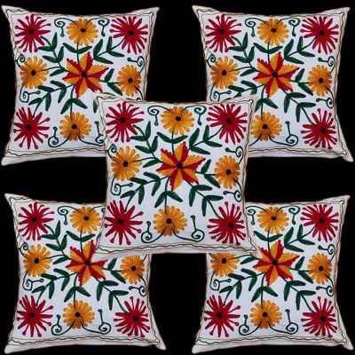 R M COVER VARIETIES Embroidered Cushions & Pillows Cover(Pack of 5, 40.64 cm*40.64 cm, Multicolor)