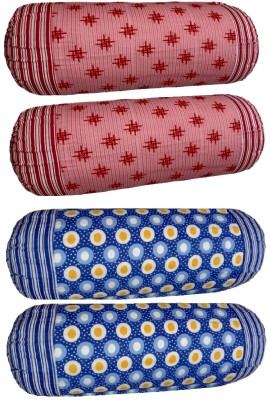 Shopway Collection Cotton Bolsters Cover(Pack of 4, 75 cm*40 cm, Red, Blue)