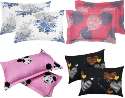 P.Rtrend Cotton Pillows Cover(Pack of 8, 46 cm*69 cm, White, Pink, Pink, Black)