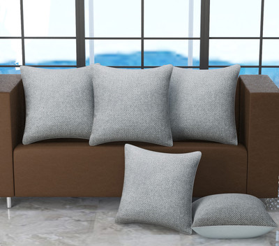 WiseHome Jute Cushions Cover(40 cm*40 cm, Pack of 5, Grey)