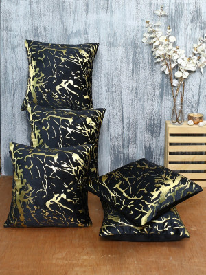 ROMEE Velvet Cushions & Pillows Cover(40 cm*40 cm, Pack of 5, Black)