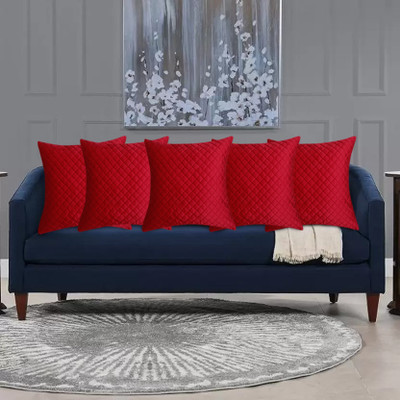KINGLY Velvet Cushions Cover(40 cm*40 cm, Pack of 5, Maroon)