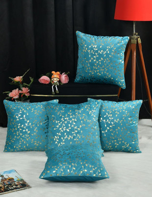 TEXIVA Velvet Cushions & Pillows Cover(40 cm*40 cm, Pack of 5, Blue)