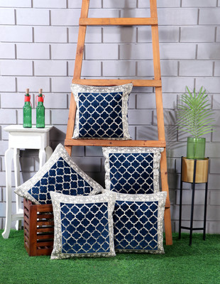 Nendle Chenille Cushions Cover(40 cm*40 cm, Pack of 5, Blue)
