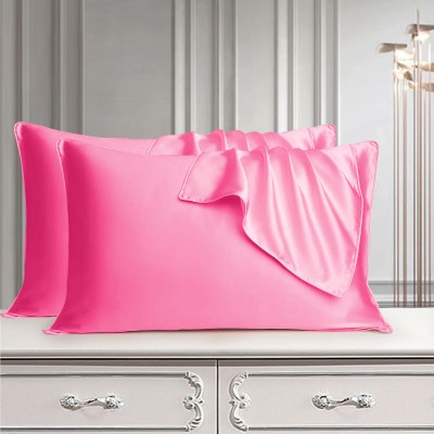 Espresso Satin Pillows Cover(Pack of 2, 45.72 cm*71.12 cm, Pink)