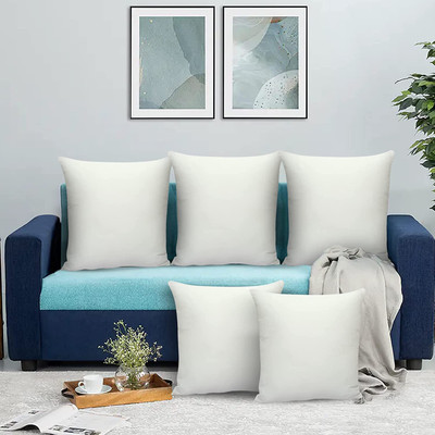 ARTBUG Polyester Cushions Cover(Pack of 5, 40 cm*40 cm, White)
