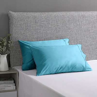 AVI Cotton Pillows Cover(Pack of 2, 40.64 cm*60.96 cm, Light Blue)