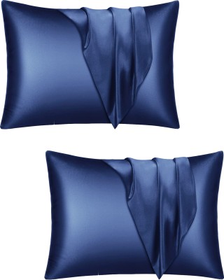 DZY Satin Pillows Cover(Pack of 2, 48 cm*69 cm, Blue)