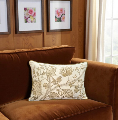 Blossoms Satin Cushions Cover(12 cm*18 cm, Cream)