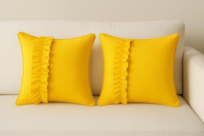 FRILLART Satin Cushions Cover(16 cm*16 cm, Pack of 2, Yellow)