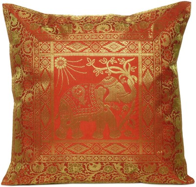 Hawamahal Motifs Cushions & Pillows Cover(Pack of 2, 40 cm*40 cm, Orange)