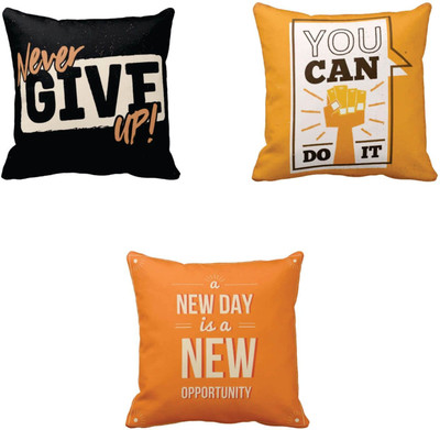 TheYaYaCafe Cotton Cushions Cover(40 cm*40 cm, Pack of 3, Multicolor)