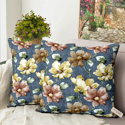 Bluegrass Velvet Cushions Cover(60 cm*60 cm, Pack of 2, Blue)