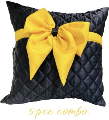 FRILLKART Satin Cushions & Pillows Cover(Pack of 5, 16 cm*16 cm, Black, Yellow)