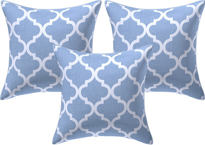 Go Texstylers Cotton Cushions Cover(50 cm*50 cm, Pack of 3, Blue)