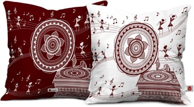 Indigifts Satin Cushions & Pillows Cover(Pack of 2, 30 cm*30 cm, Maroon, White)